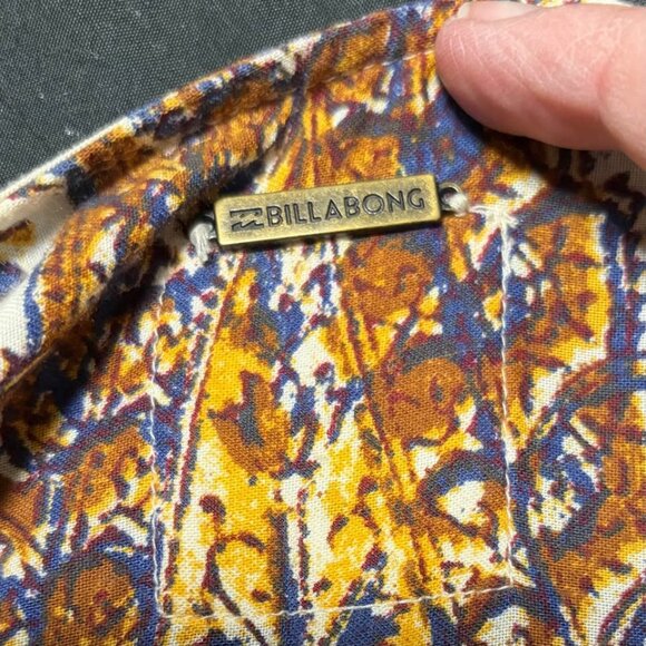 Billabong Paisley Print Kimono Duster Cardigan Womens Sz S Yellow Blue White EUC - Picture 4 of 10